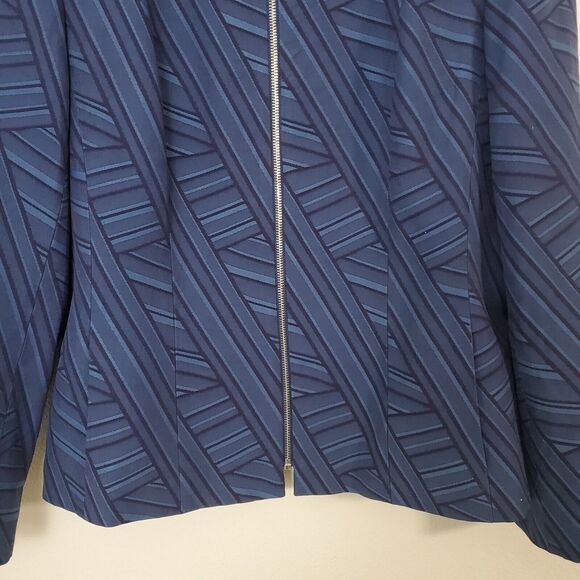JM Studio by John Meyer Jacket 16 Blue Striped Full Zip Business Classic Modest - Picture 3 of 8